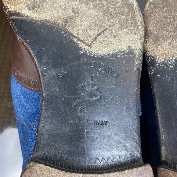 Rare Barbanera Sperelli Wingtip Denim Leather Oxford Brogue Men's 10.5 - Picture 8 of 12